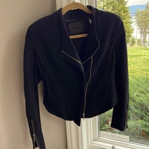 Black Biker Jacket Cotton- double zipper XS Nordstrom
